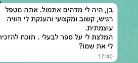 הודעת וואטסאפ: מטפל רגיש וקשוב, חוויה עוצמתית